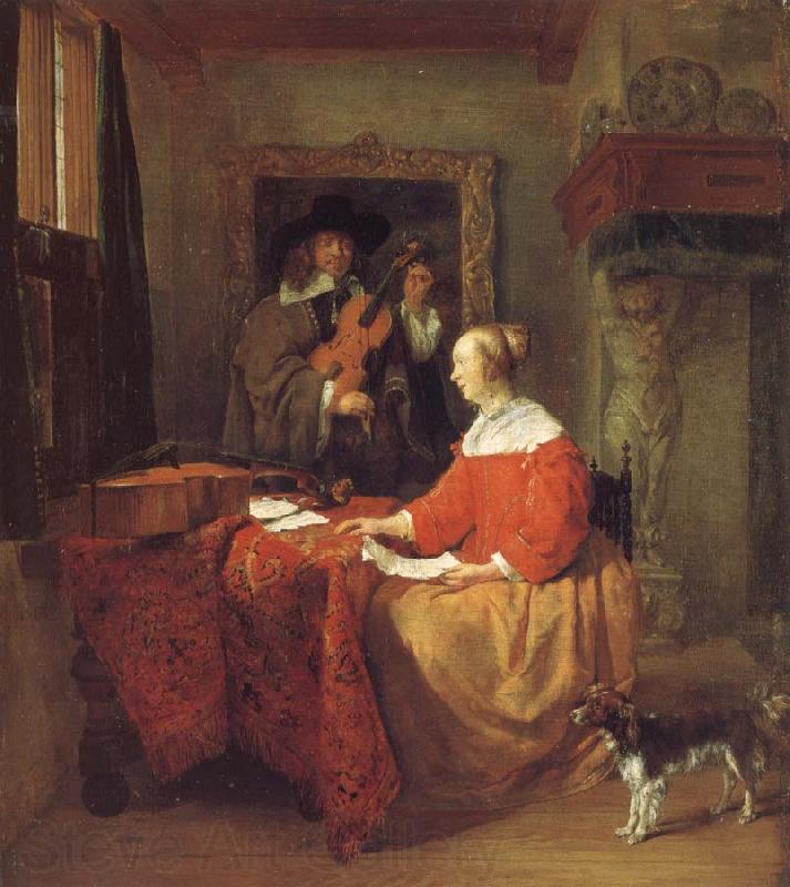Gabriel Metsu A Woman Seated at a Table and a Man Tuning a Violin Spain oil painting art